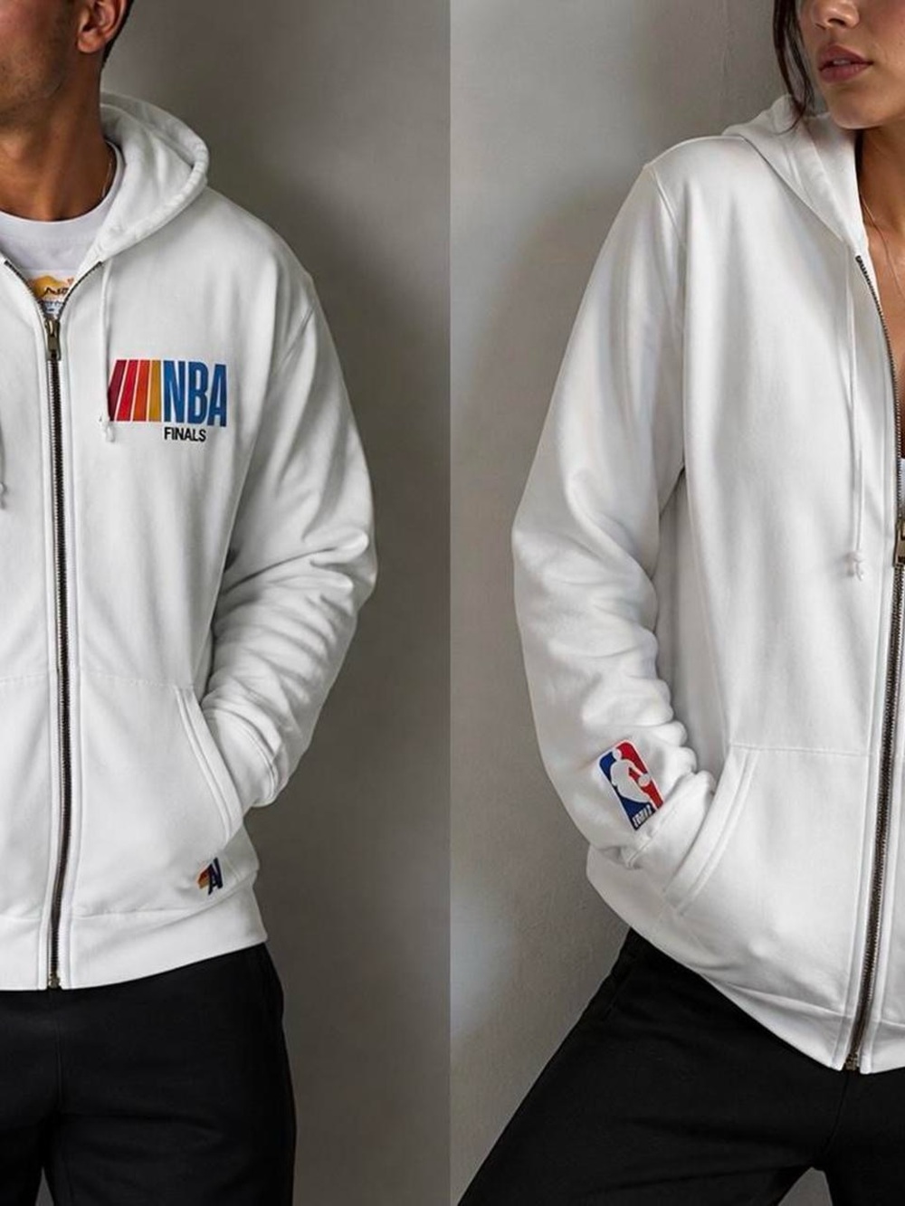 Aviator Nation White NBA Finals Zip Hoodie with Multicolor Logo
